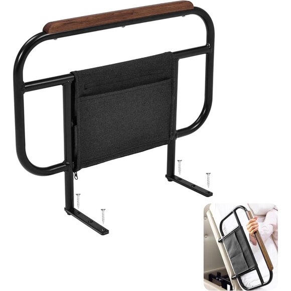 Adjustable Bed Side Rail for Wooden Base frame 21.5" x 17" Fall Prevention - Picture 1 of 9